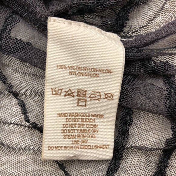 Free People Mini Slip Dress Sheer Scoop Full Beaded Sz XS Charcoal New With Tags - Picture 8 of 9